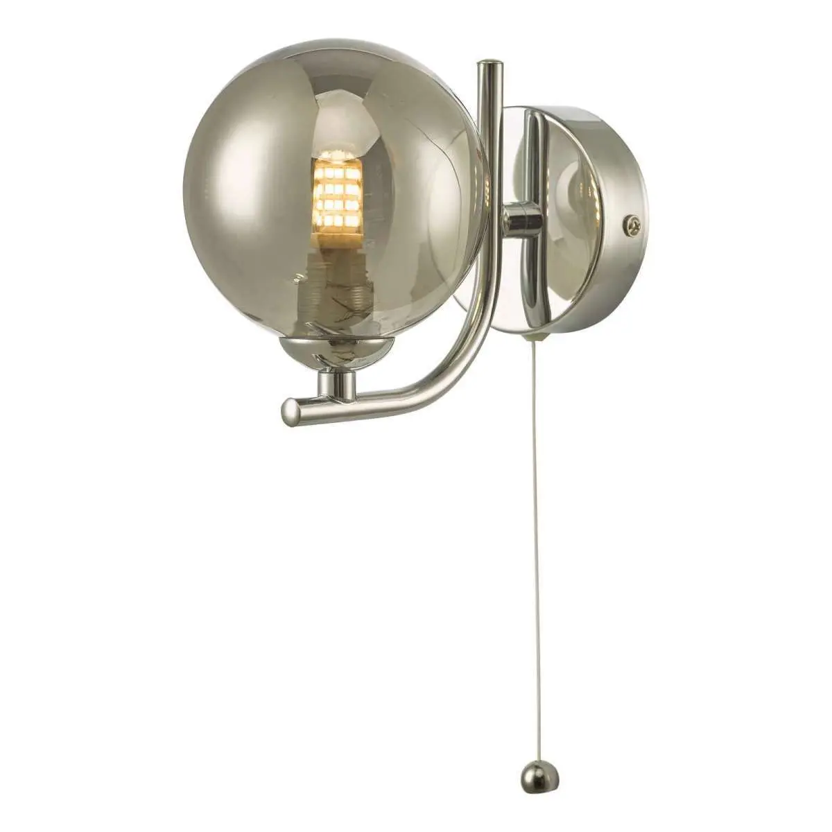 Cradle Polished Chrome Wall Light with Smoked Glass