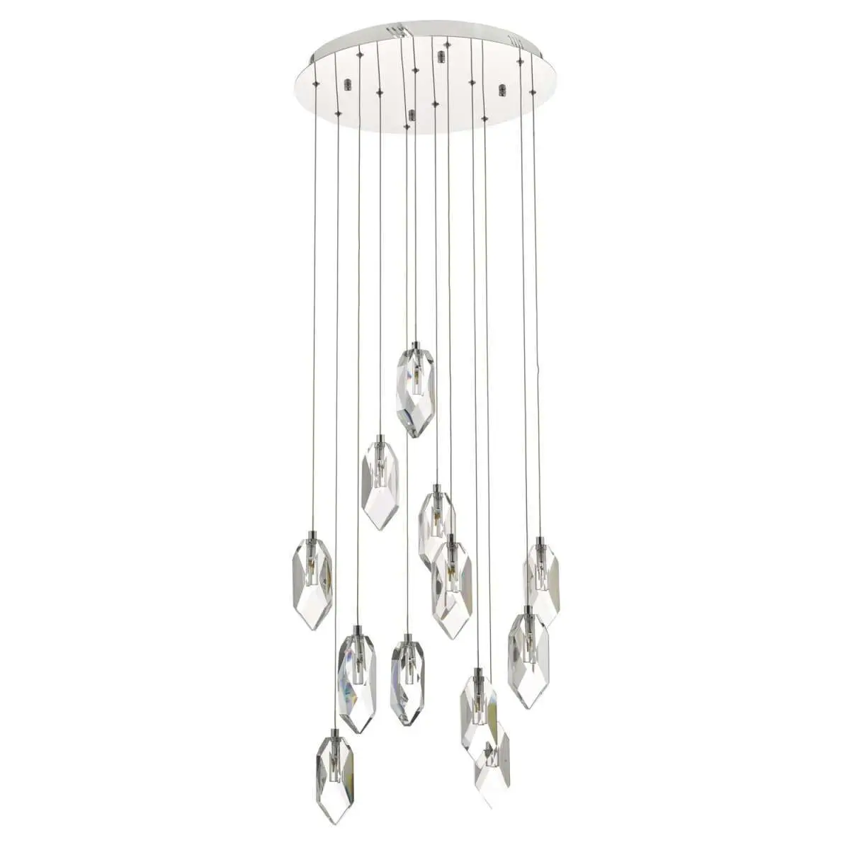 Crystal 12 Light Cluster Pendant in Polished Chrome