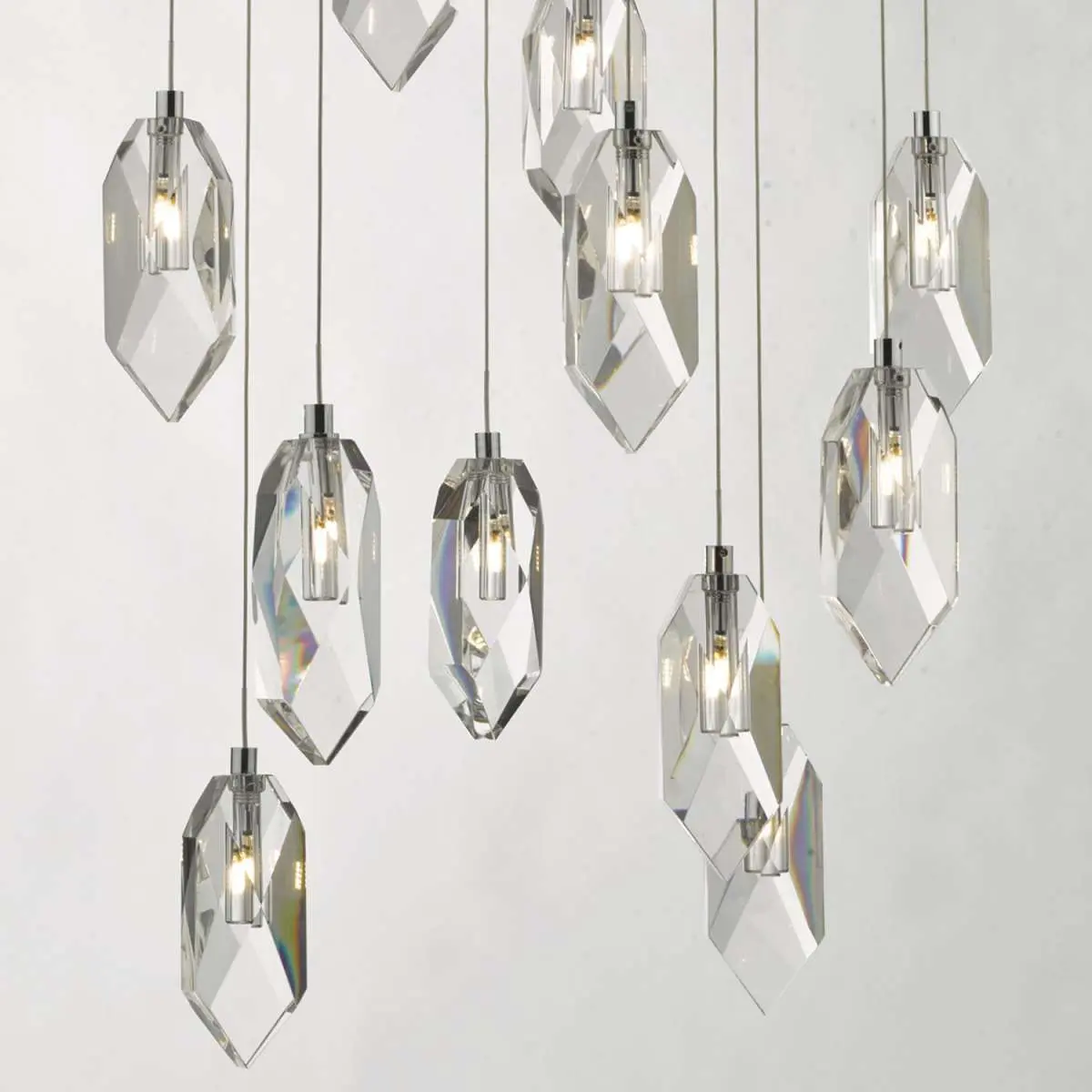 Crystal 12 Light Cluster Pendant in Polished Chrome
