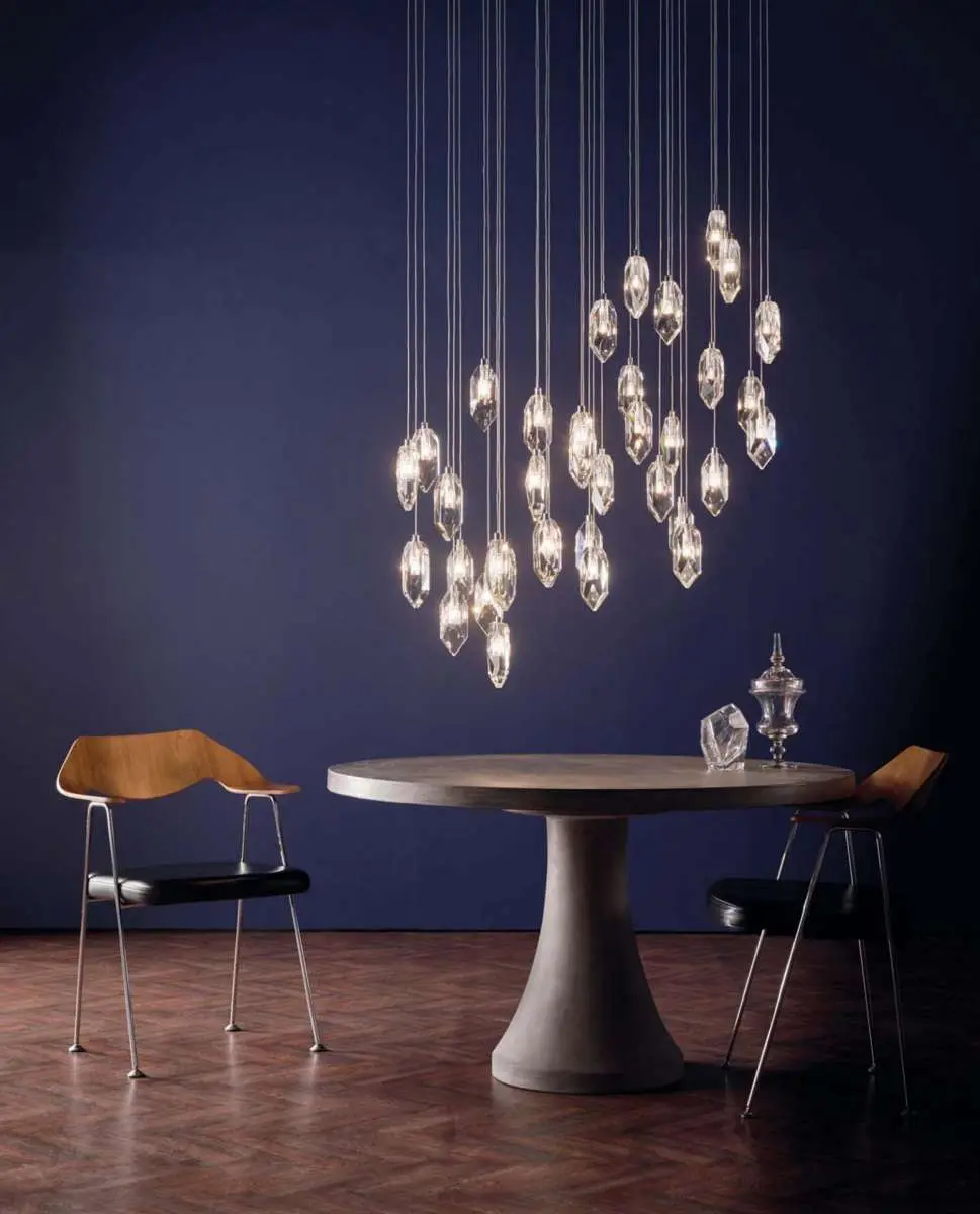 Crystal 12 Light Cluster Pendant in Polished Chrome