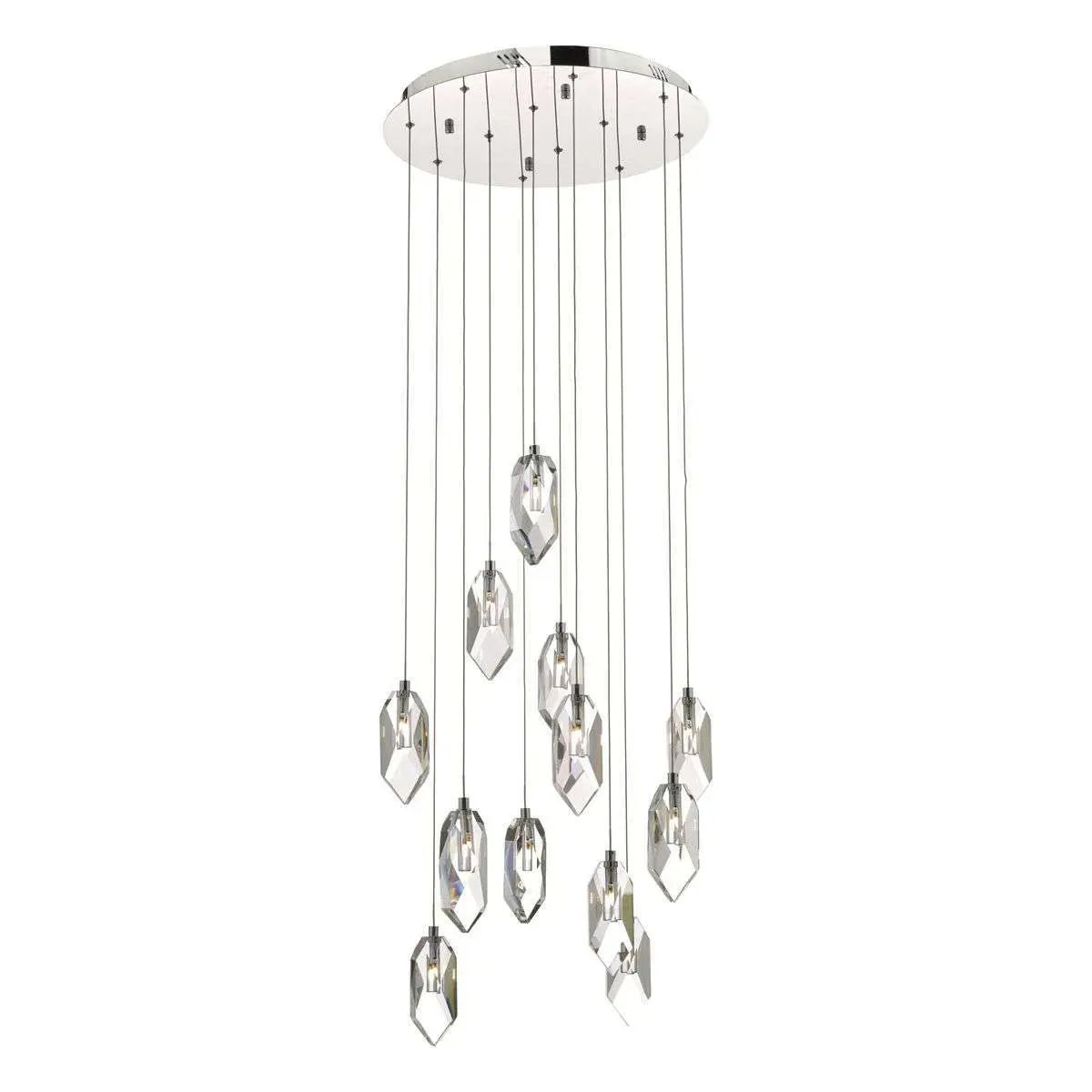 Crystal 12 Light Cluster Pendant in Polished Chrome