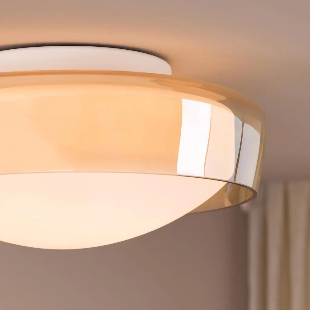 Dagon 3 Light Amber Glass Flush Fitting IP44