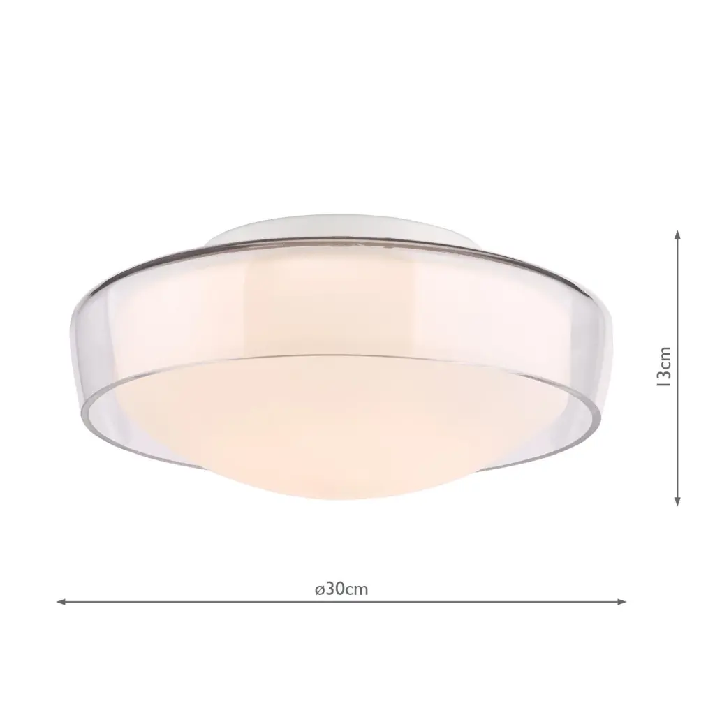 Dagon 3 Light Clear Glass Flush Fitting IP44