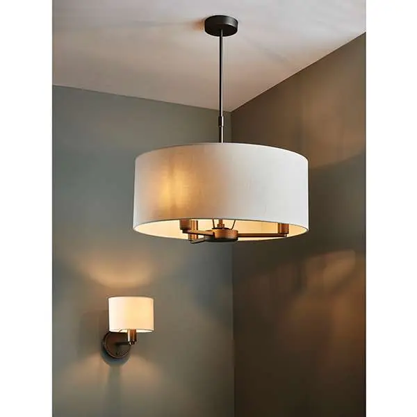 Daley 3 Light Drum Pendant in Bronze C/W Marble Shade