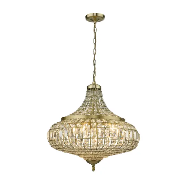 Asmara 6 Light Pendant Antique Brass Crystal