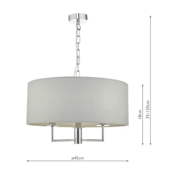 Jamelia 3 Light Pendant Polished Chrome & Grey