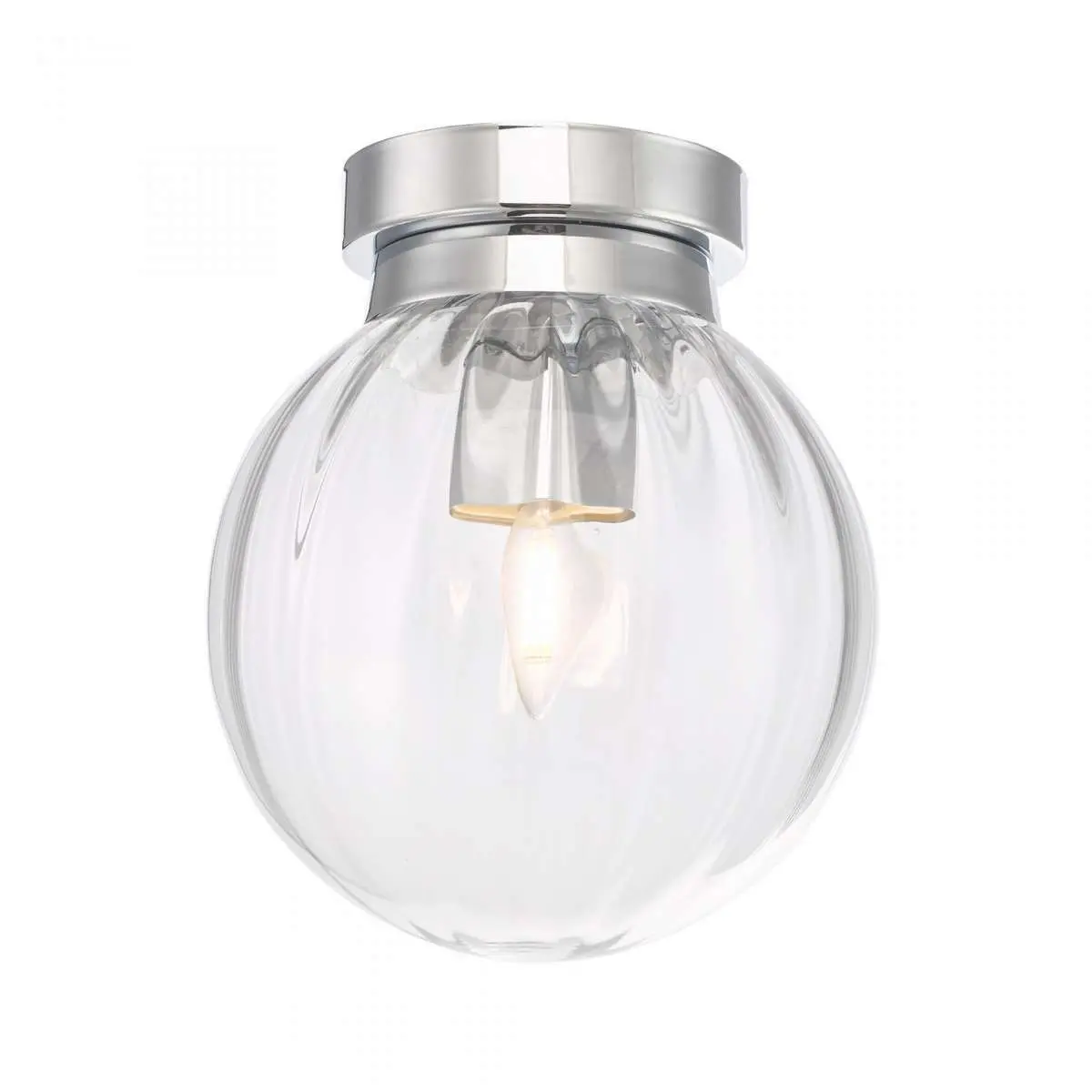 Kavi Polished Chrome & Glass Flush Light IP44
