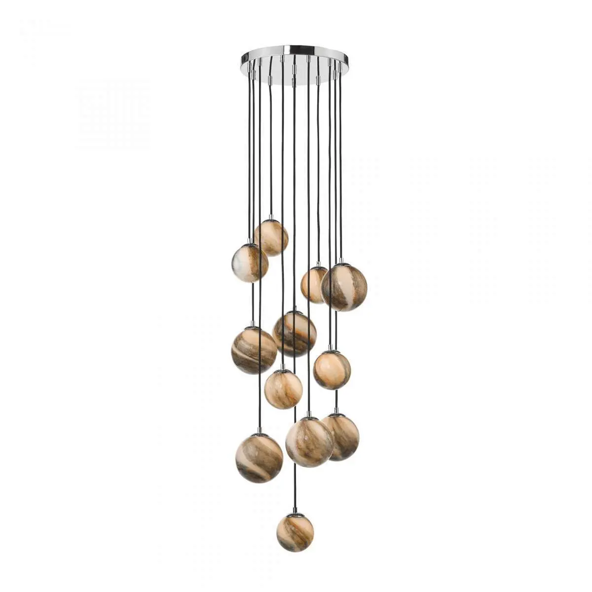 Mikara 12 Light Cluster Pendant Polished Chrome Glass 2.5M