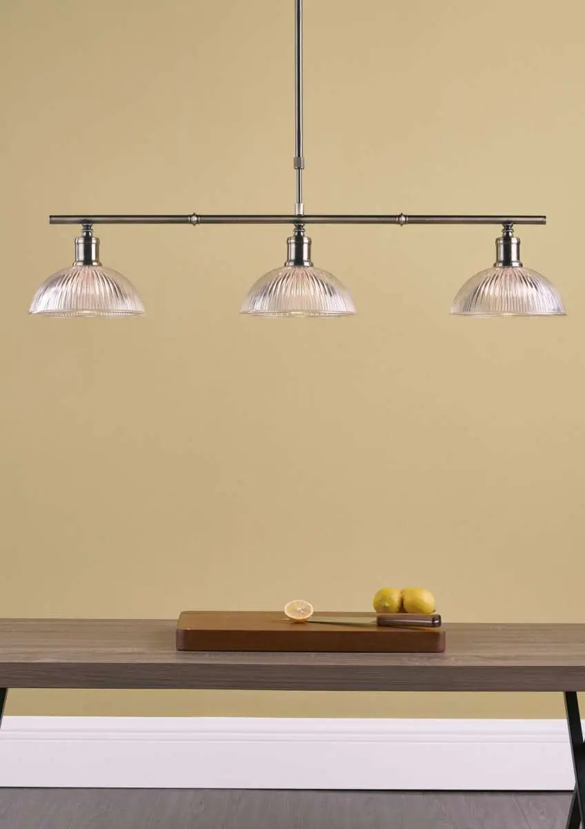 Dara 3 Light Bar Pendant in Antique Brass