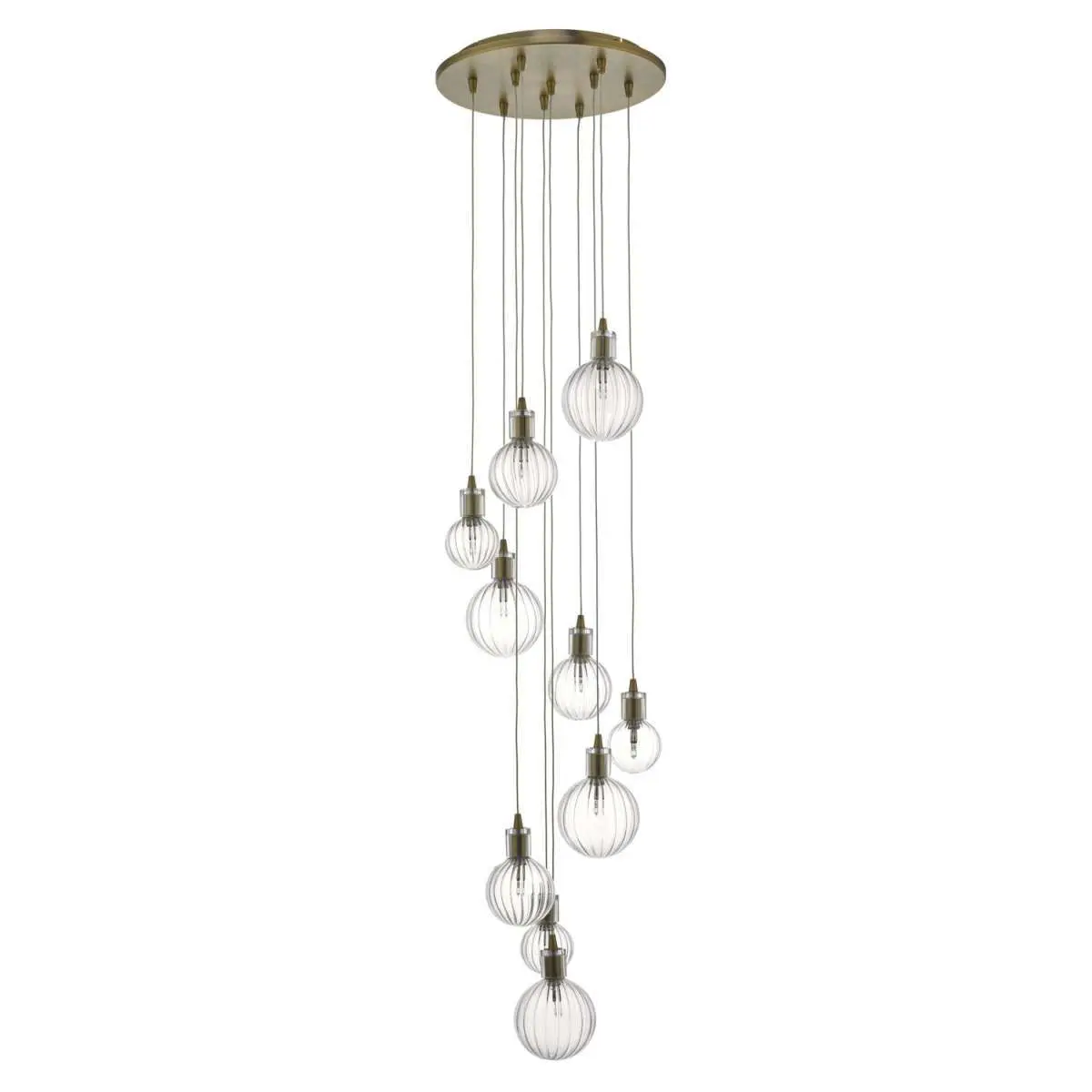 Dita 10 Light Cluster Pendant Brass & Glass