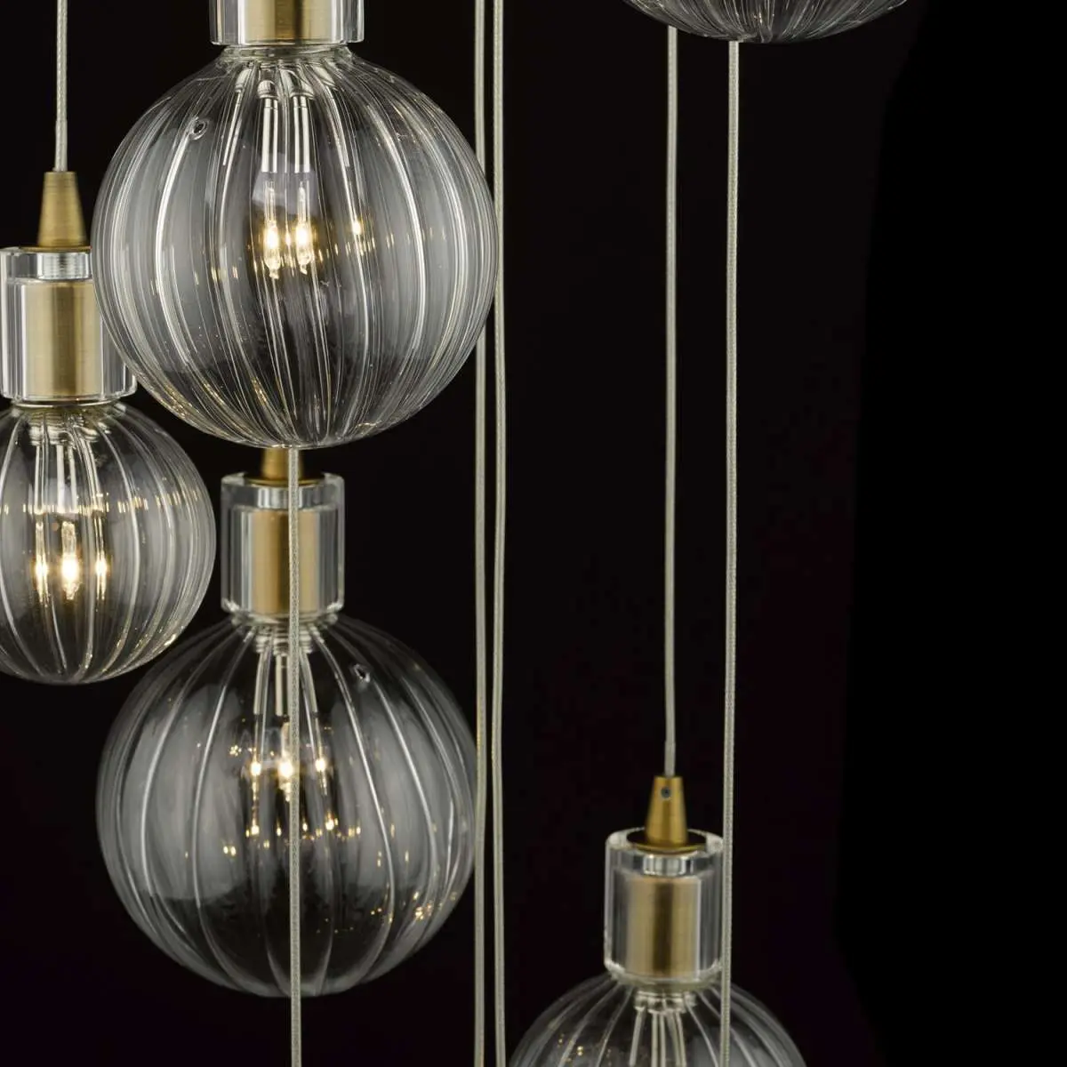 Dita 10 Light Cluster Pendant Brass & Glass