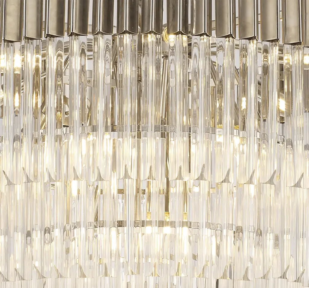 Donard Polished Nickel 19 Light Tiered Chandelier with Clear Glass