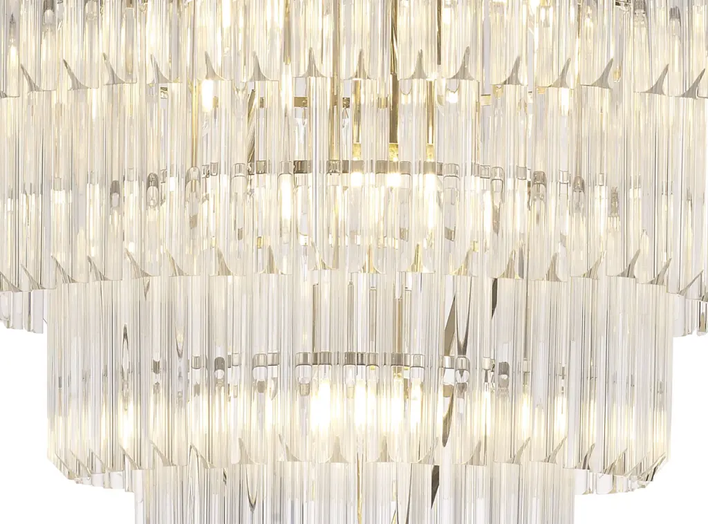 Donard Polished Nickel 19 Light Tiered Chandelier with Clear Glass