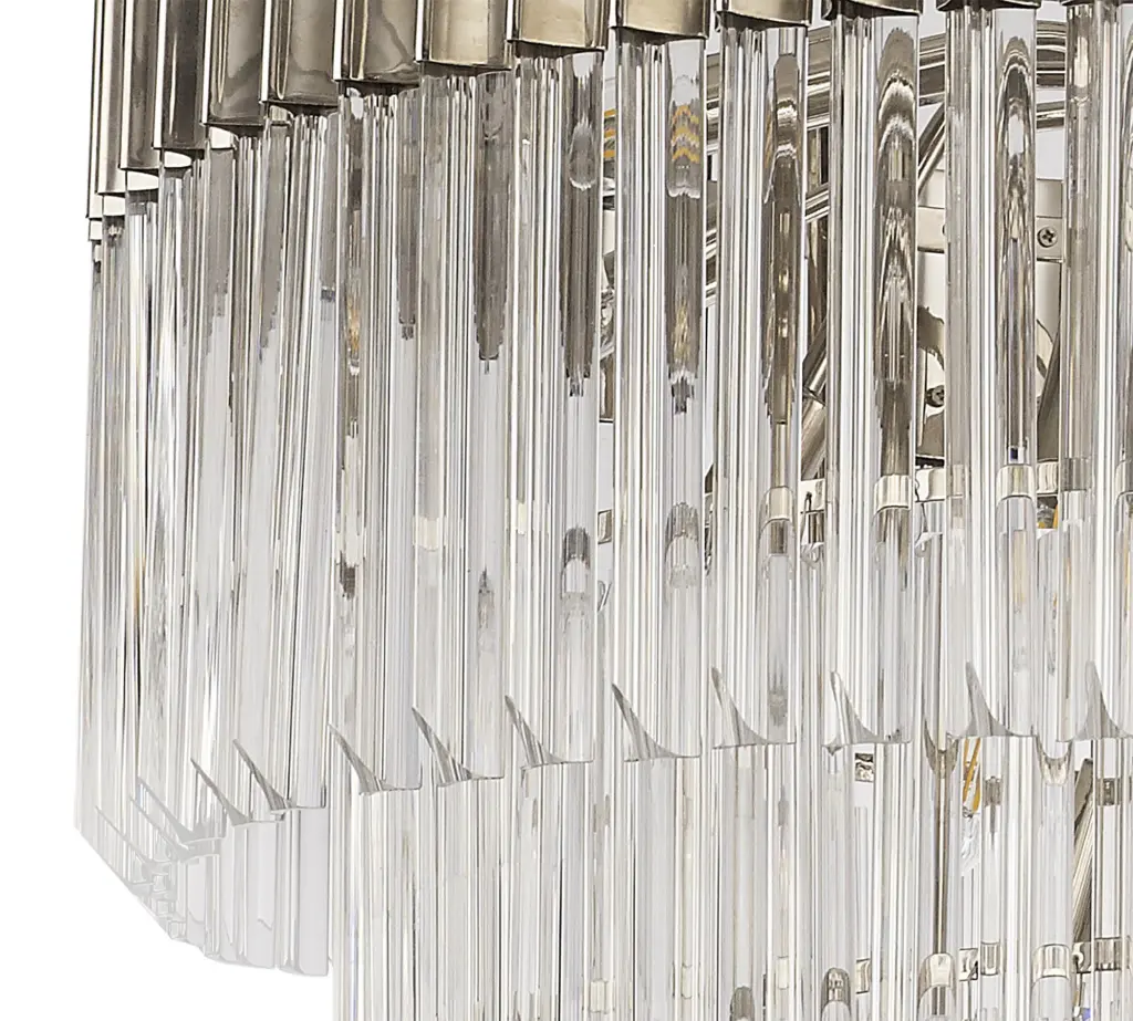 Donard Polished Nickel 19 Light Tiered Chandelier with Clear Glass