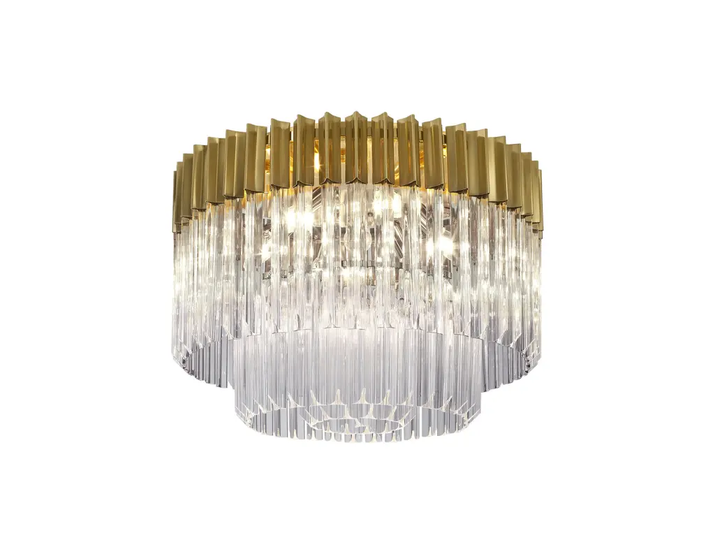 Donard Brass 7 Light Flush Fitting with Clear Glass