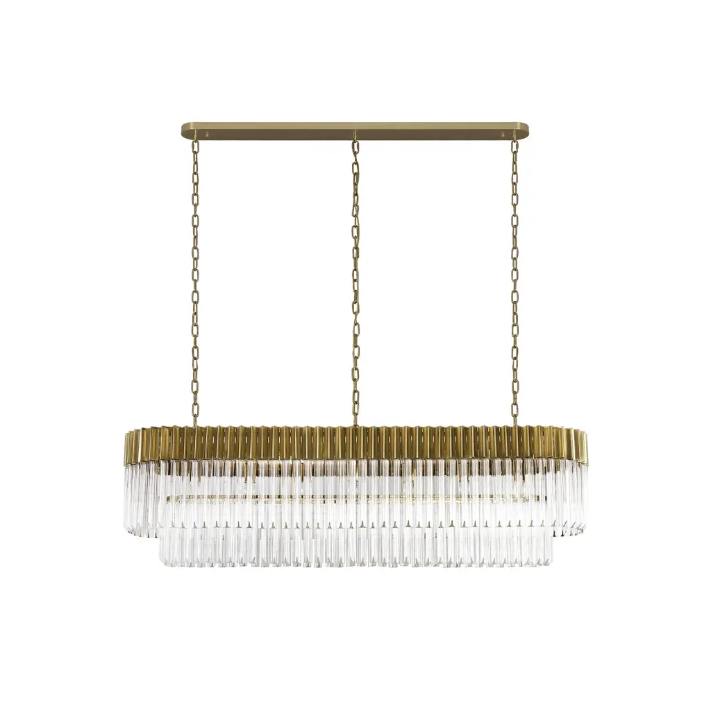 Donard Brass 7 Light Bar Pendant with Clear Glass