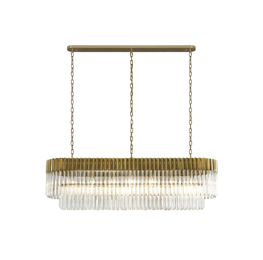 Donard Brass 7 Light Bar Pendant with Clear Glass