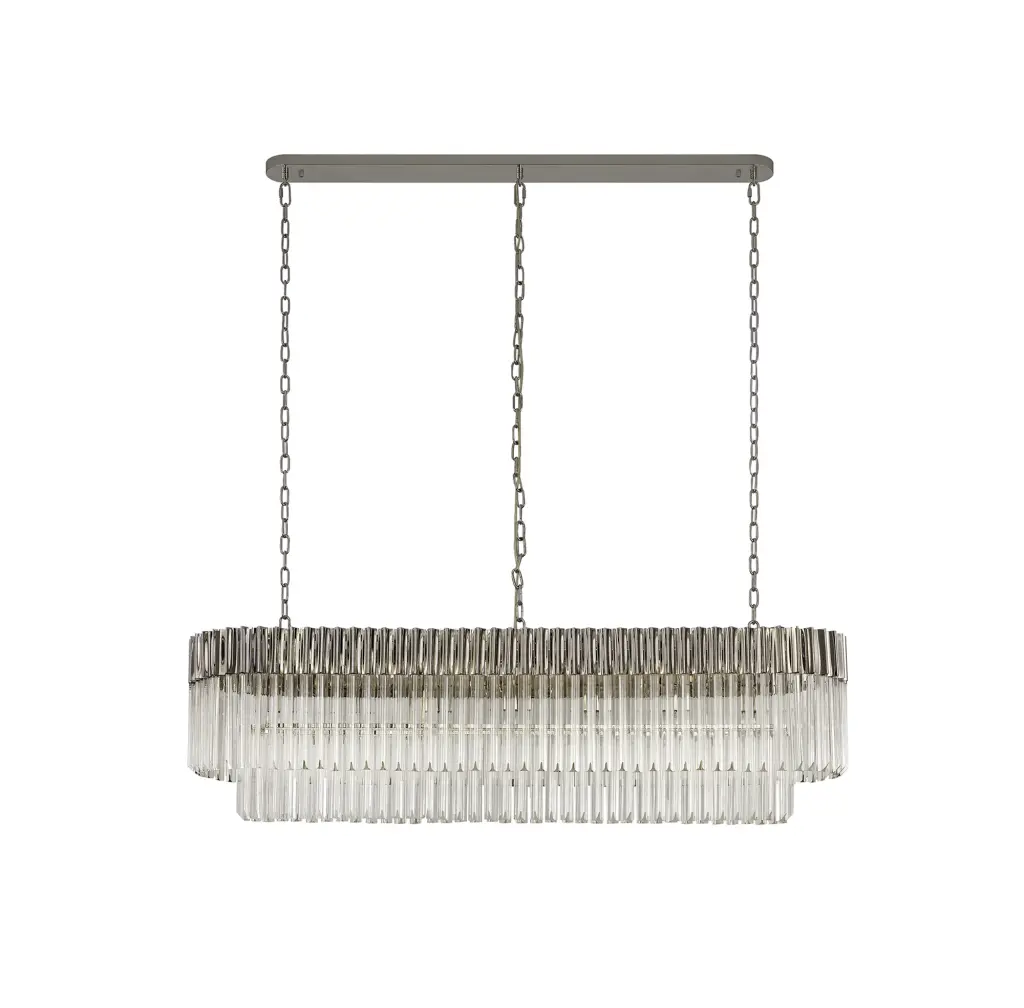Donard Polished Nickel 7 Light Bar Pendant with Clear Glass