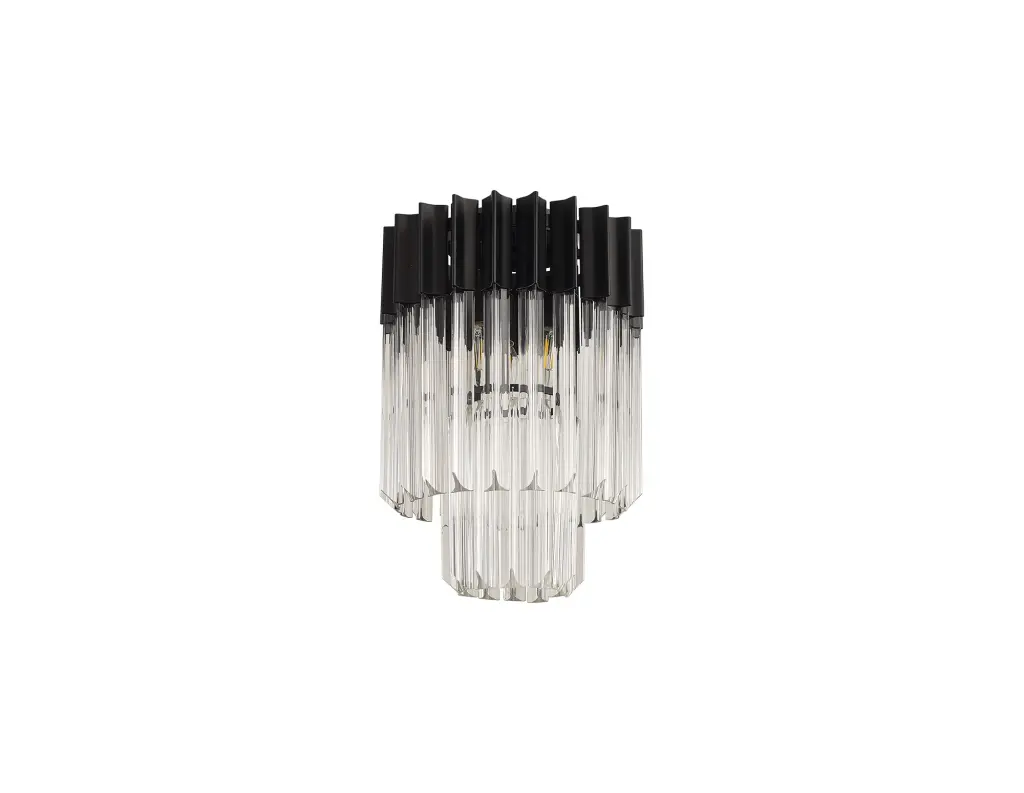 Donard Matt Black 3 Light Flush Fitting with Clear Glass