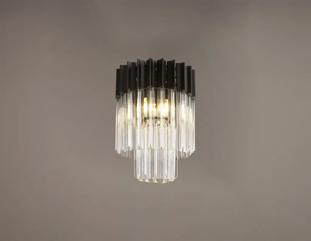 Donard Matt Black 3 Light Flush Fitting with Clear Glass