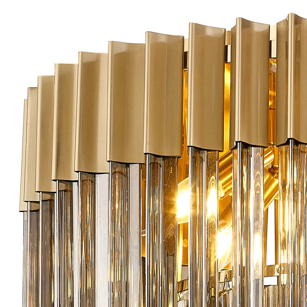 Donard Brass 7 Light Flush Fitting with Smoked Glass