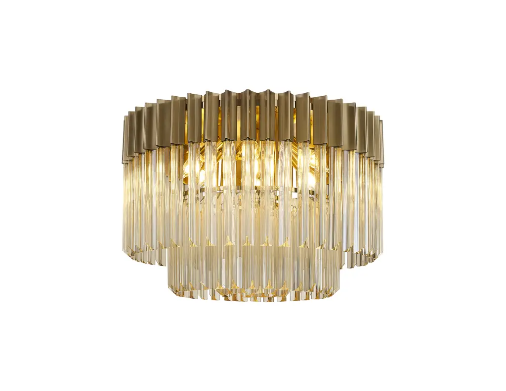 Donard Brass 7 Light Flush Fitting with Cognac Glass