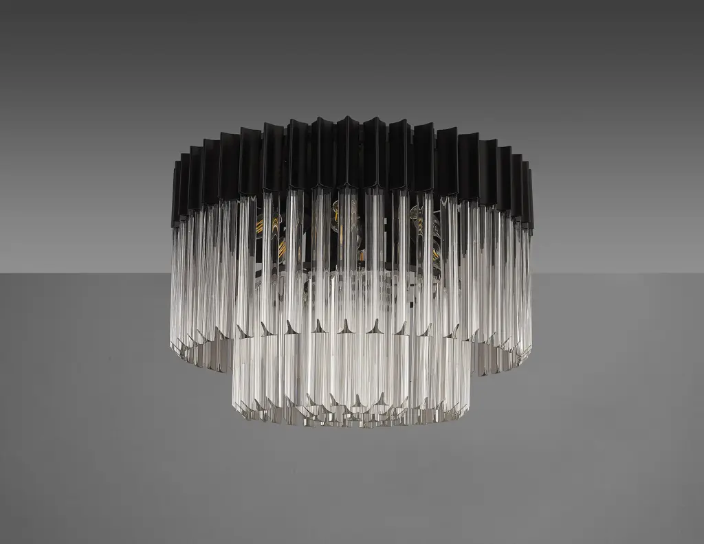 Donard Matt Black 7 Light Flush Fitting with Clear Glass
