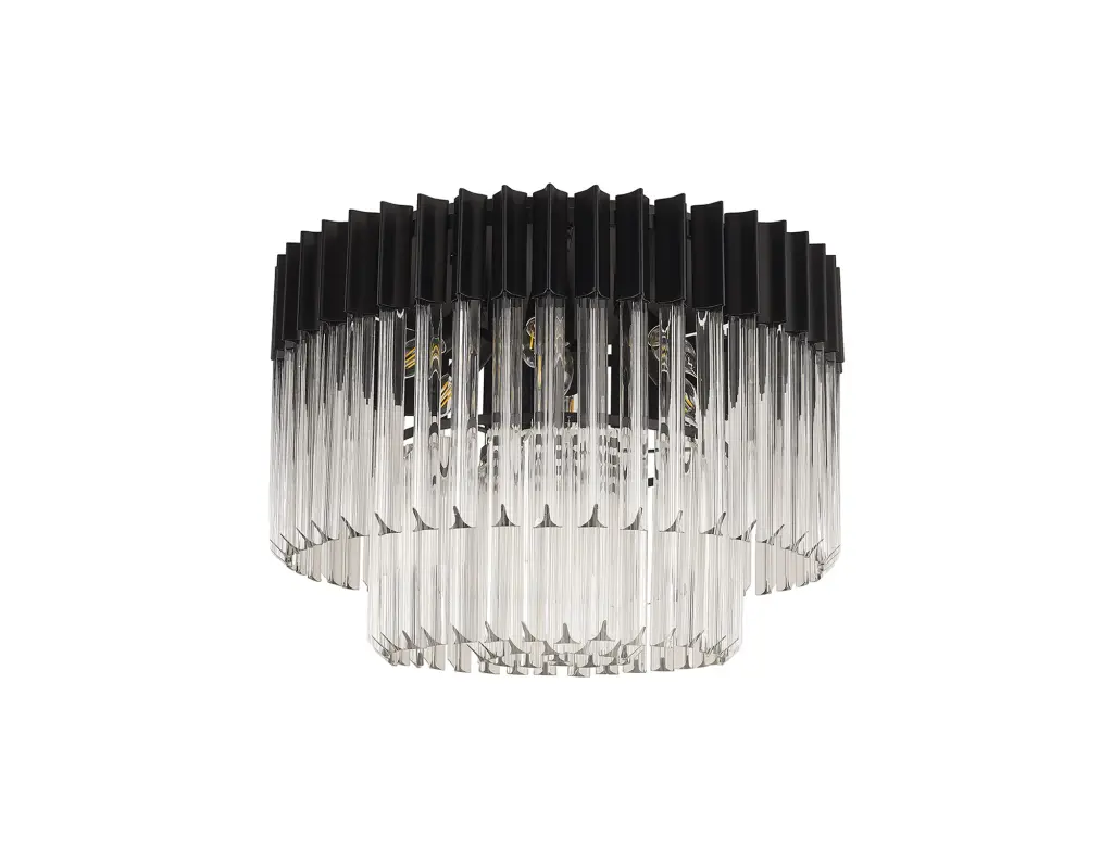 Donard Matt Black 7 Light Flush Fitting with Clear Glass
