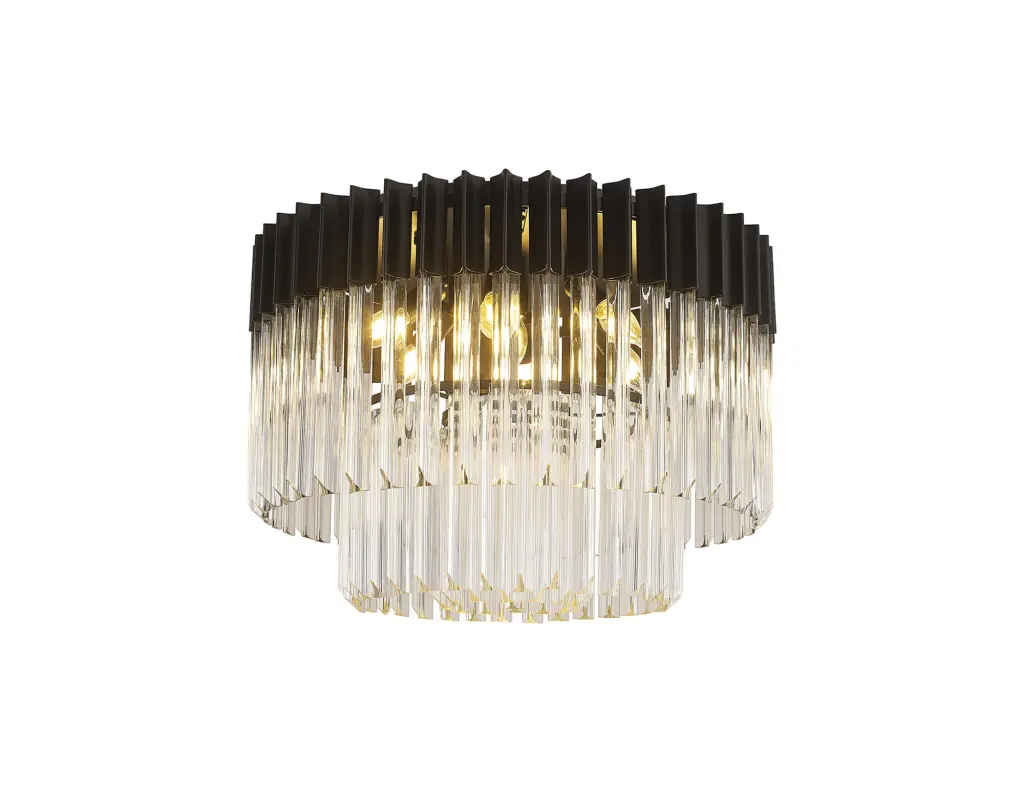 Donard Matt Black 7 Light Flush Fitting with Clear Glass