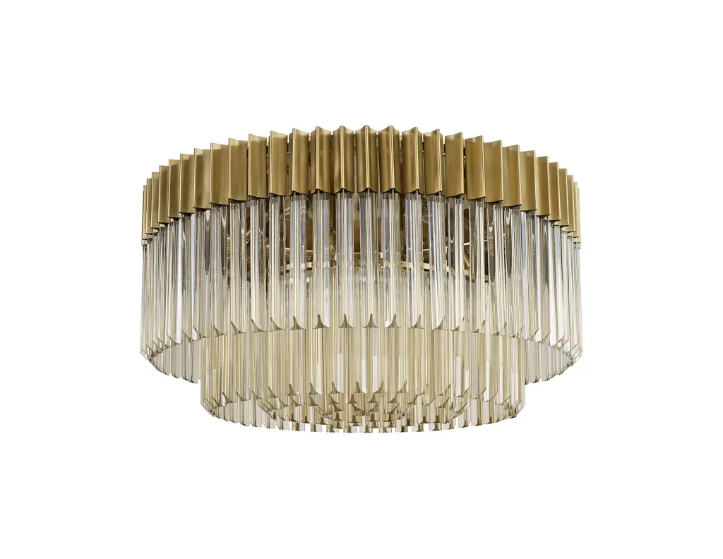 Donard Brass 12 Light Flush Fitting with Cognac Glass