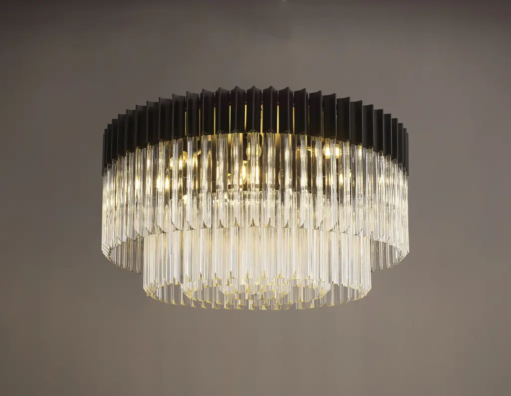 Donard Matt Black 12 Light Flush Fitting with Clear Glass