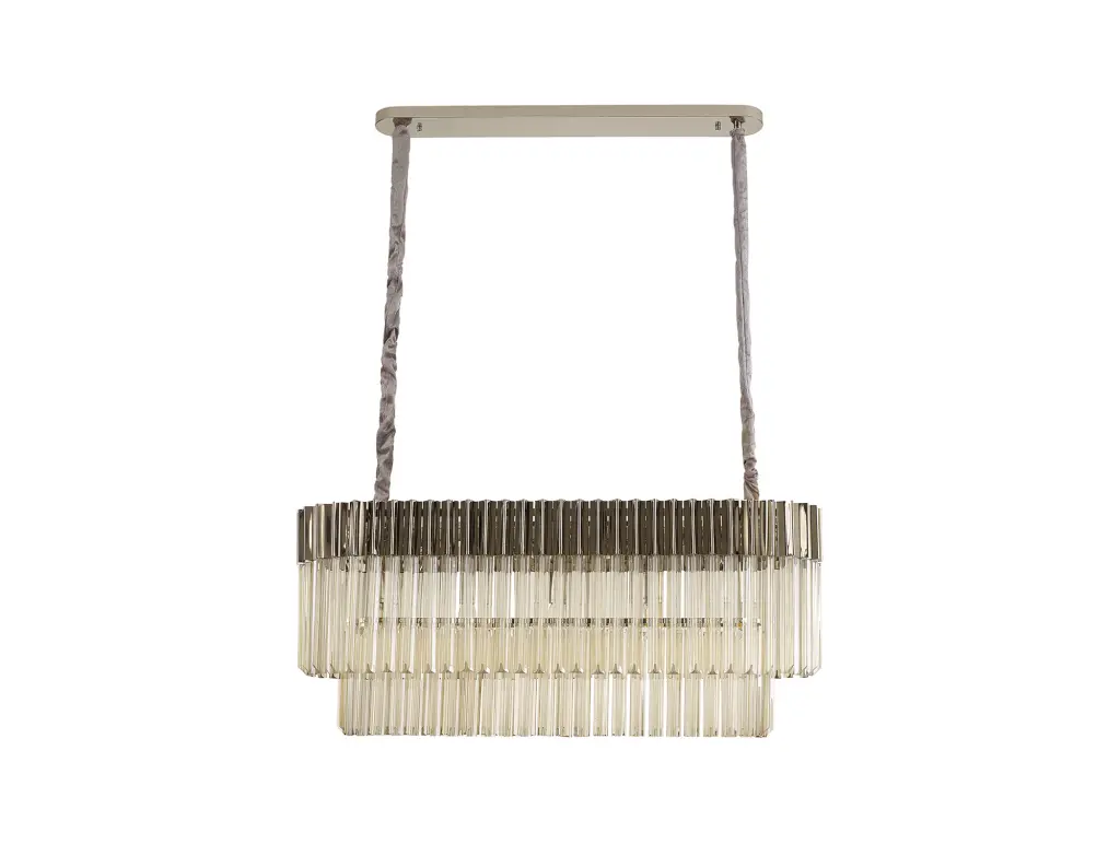 Donard Polished Nickel 5 Light Bar Pendant with Cognac Glass