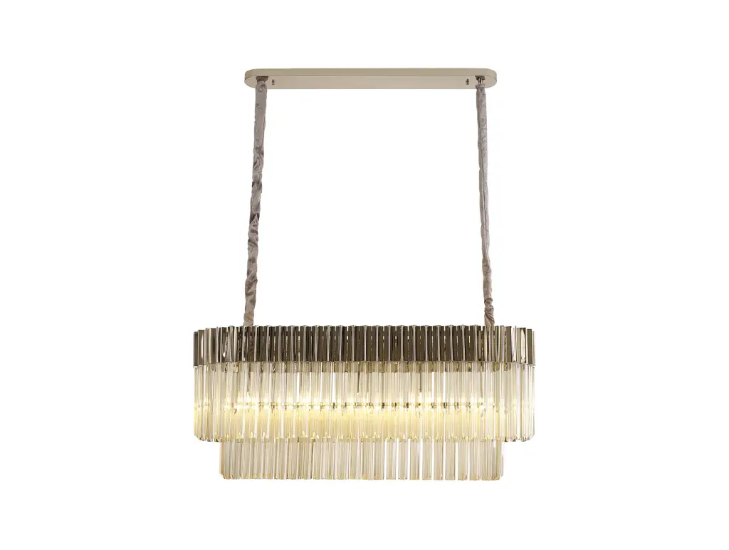 Donard Polished Nickel 5 Light Bar Pendant with Cognac Glass