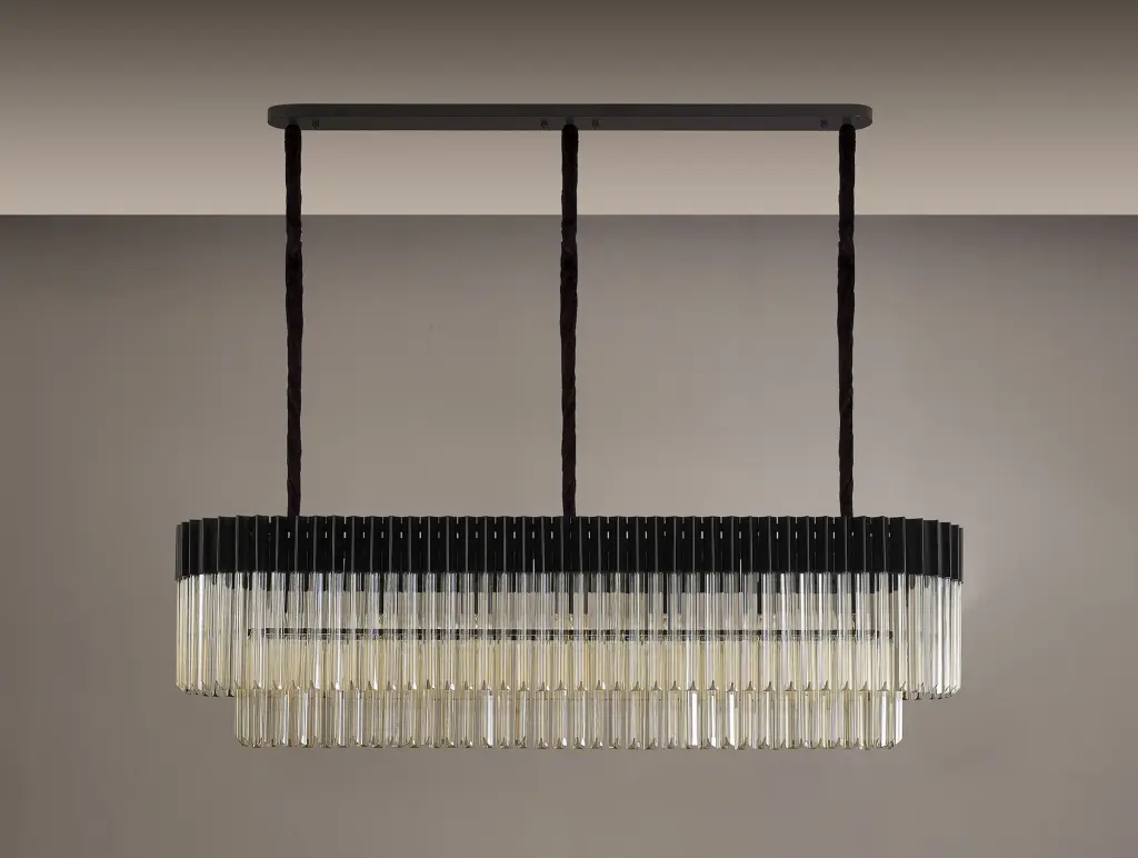 Donard Matt Black 7 Light Bar Pendant with Cognac Glass