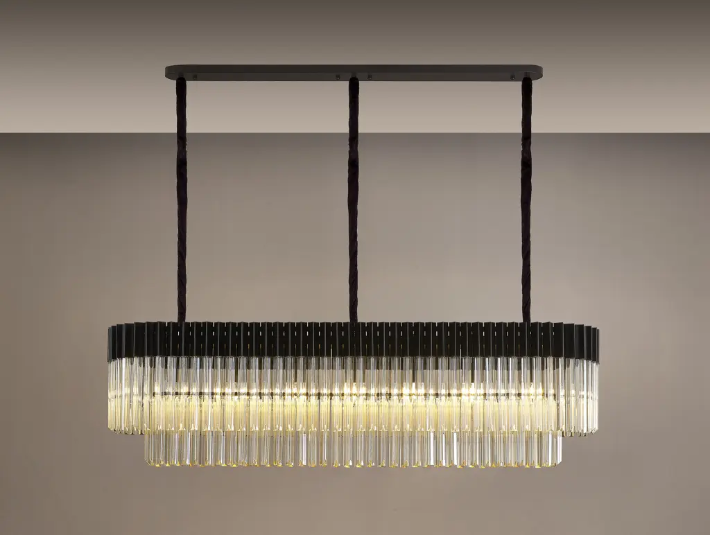 Donard Matt Black 7 Light Bar Pendant with Cognac Glass