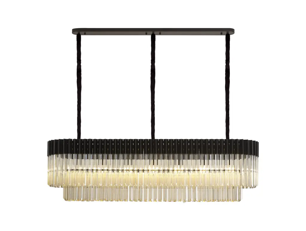 Donard Matt Black 7 Light Bar Pendant with Cognac Glass