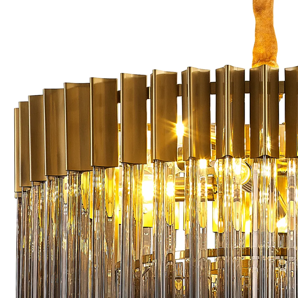Donard Brass 8 Light Pendant with Smoked Glass