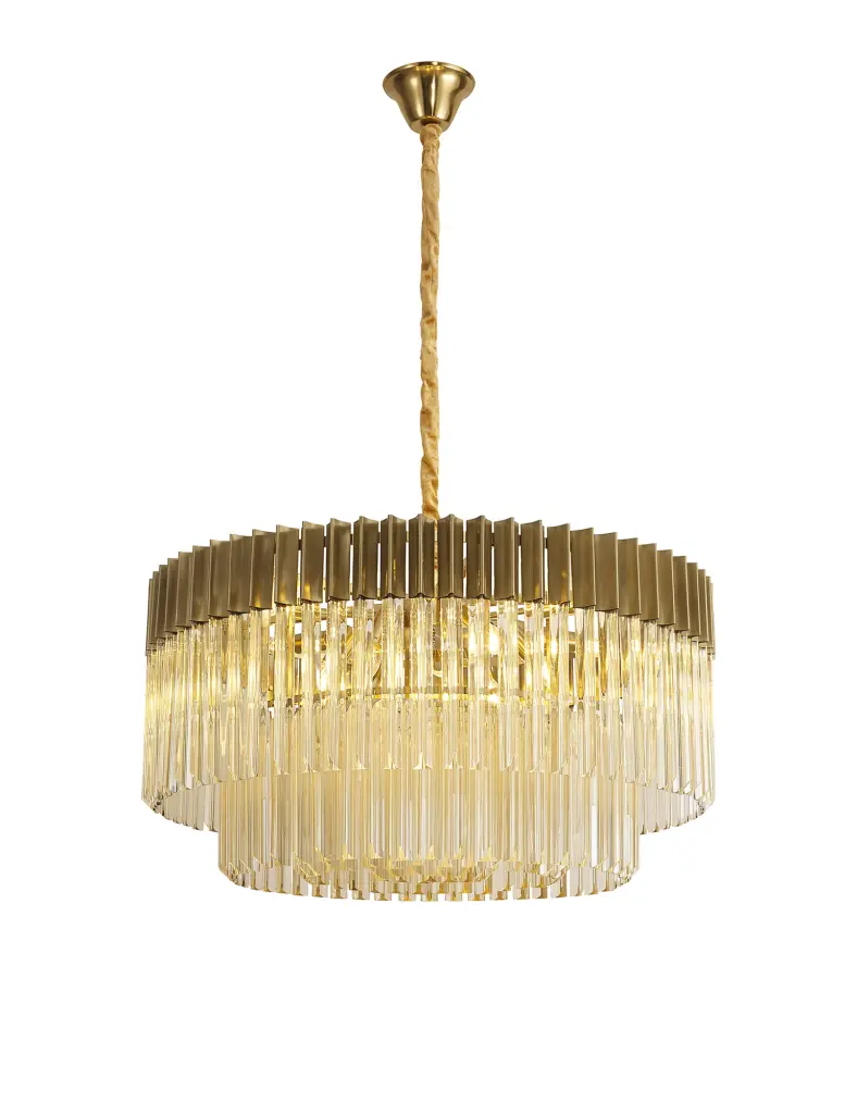 Donard Brass 12 Light Pendant with Cognac Glass