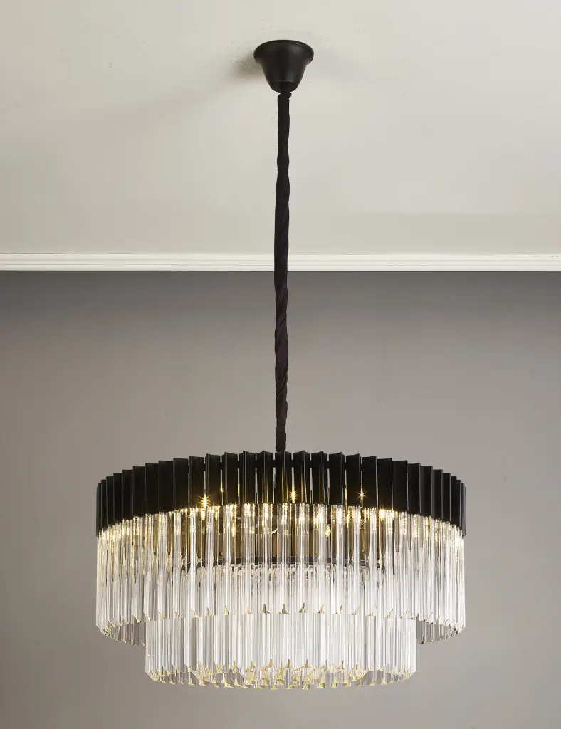 Donard Matt Black 12 Light Pendant with Clear Glass