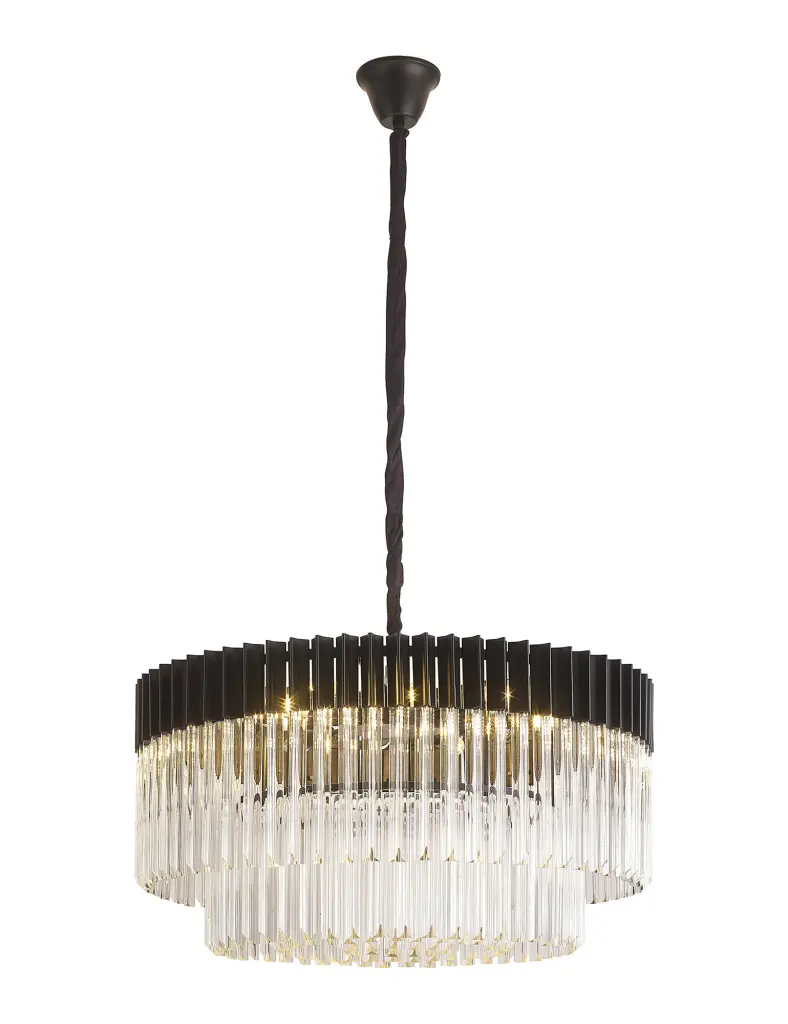 Donard Matt Black 12 Light Pendant with Clear Glass