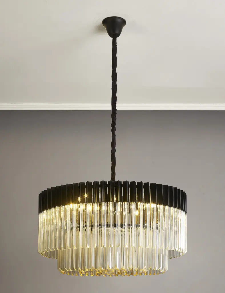 Donard Matt Black 12 Light Pendant with Cognac Glass