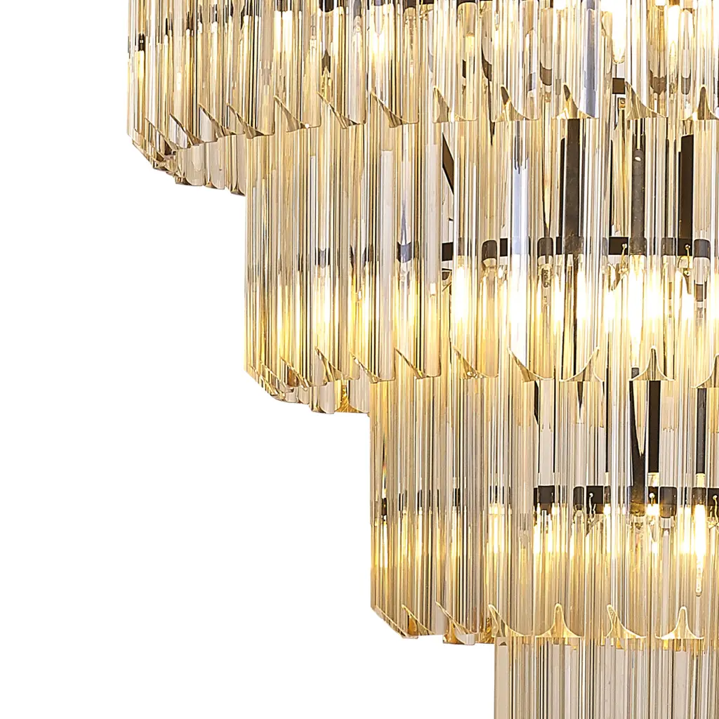 Donard Matt Black 19 Light Tiered Chandelier with Cognac Glass