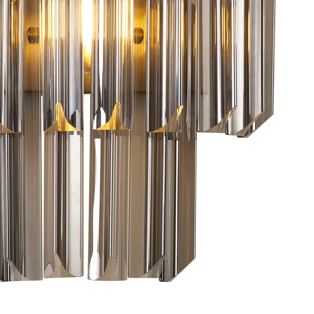 Donard Brass Wall Light with Smoked Glass