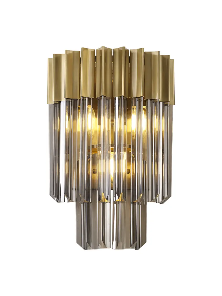Donard Brass Wall Light with Smoked Glass