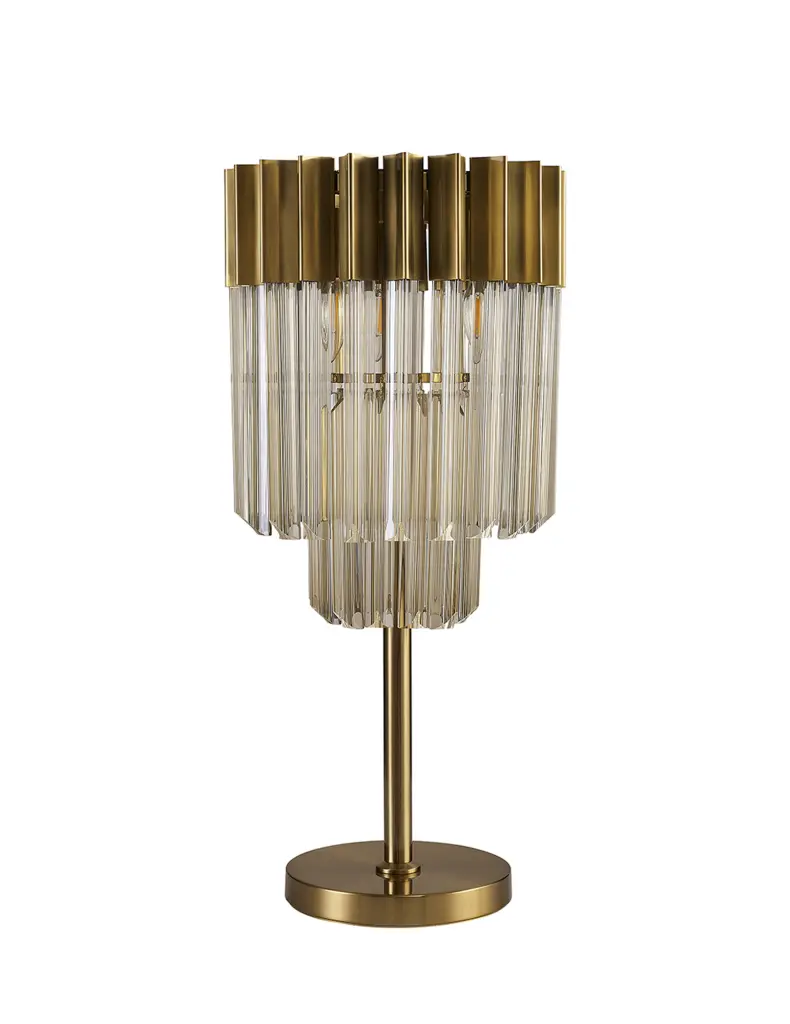 Donard Brass Table Lamp with Cognac Glass