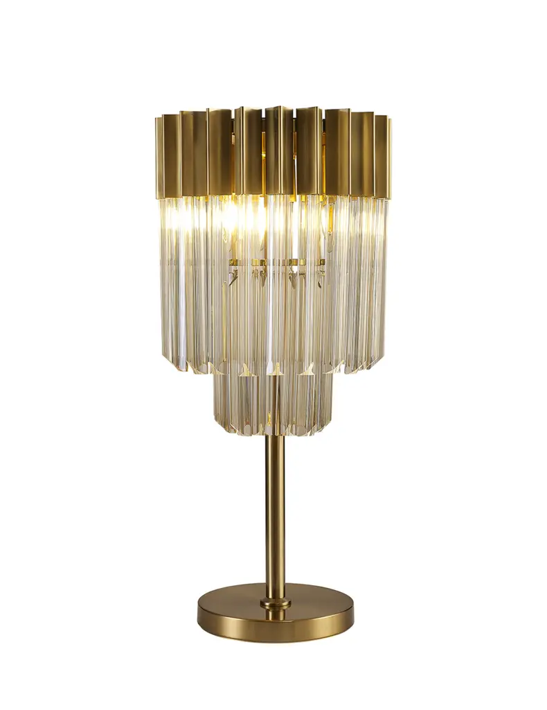 Donard Brass Table Lamp with Cognac Glass