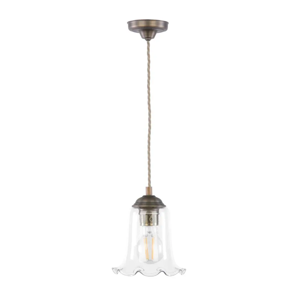 Ebba Antique Brass Single Pendant with Clear Glass