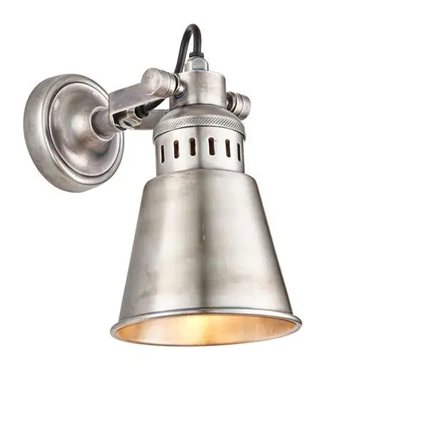Elms Vintage Wall Light in Tarnished Silver finished Brass