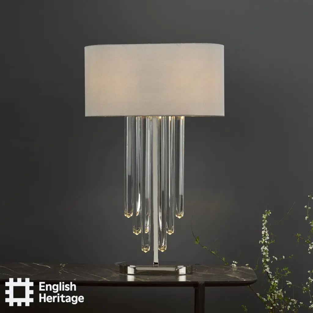 Eltham Polished Nickel Table Lamp C/W Shade