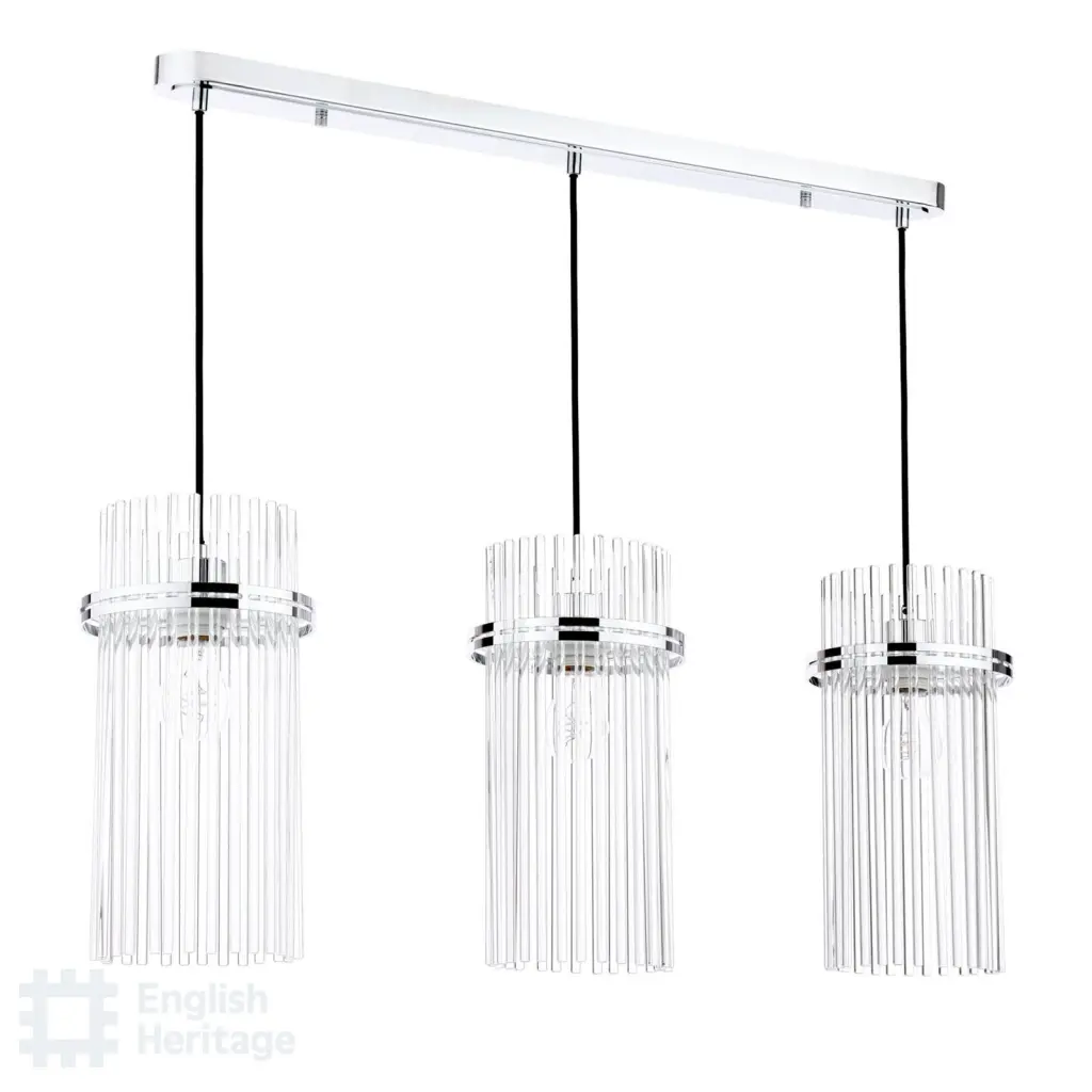 Eltham Polished Nickel 3 Light Bar Pendant